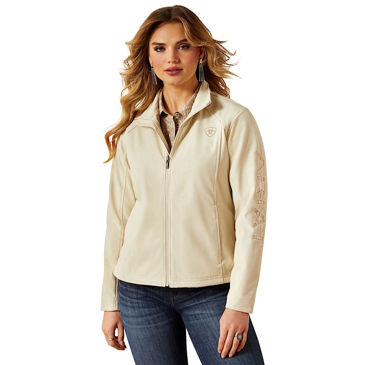 Ariat Womens Logo Softshell Jacket - Oyster Gray/Dune