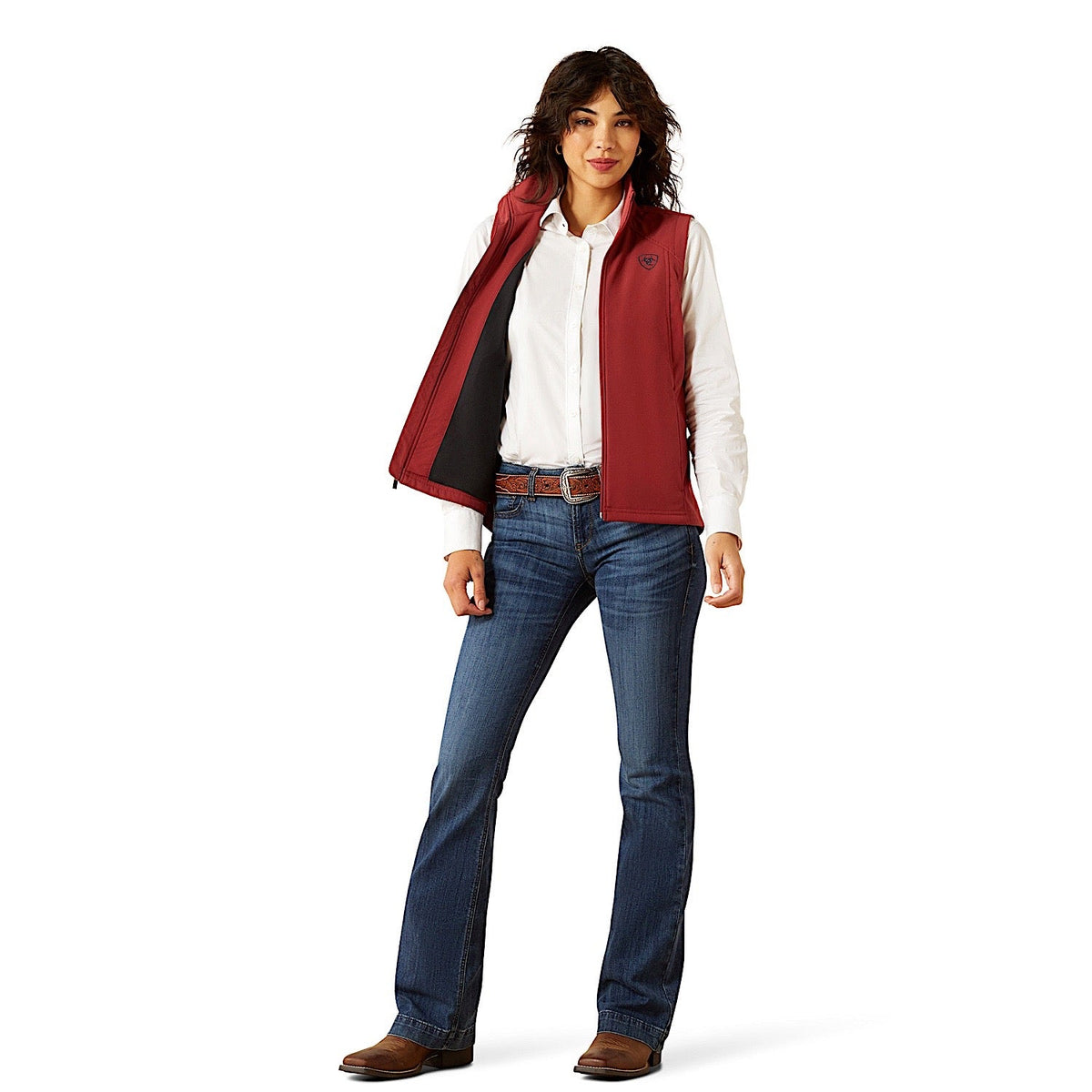 Ariat Womens Logo Softshell Vest - Burnt Russet/Stripe