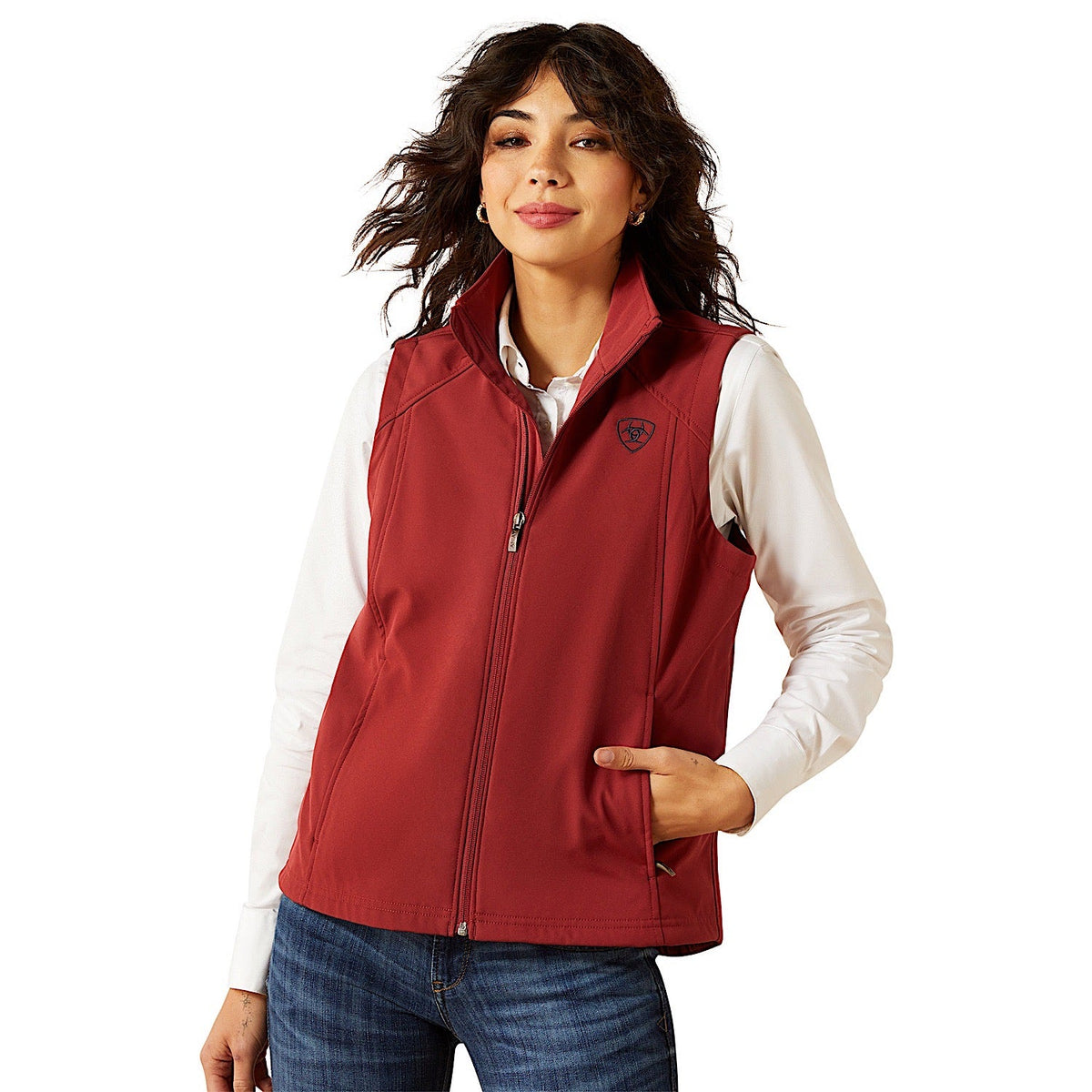 Ariat Womens Logo Softshell Vest - Burnt Russet/Stripe