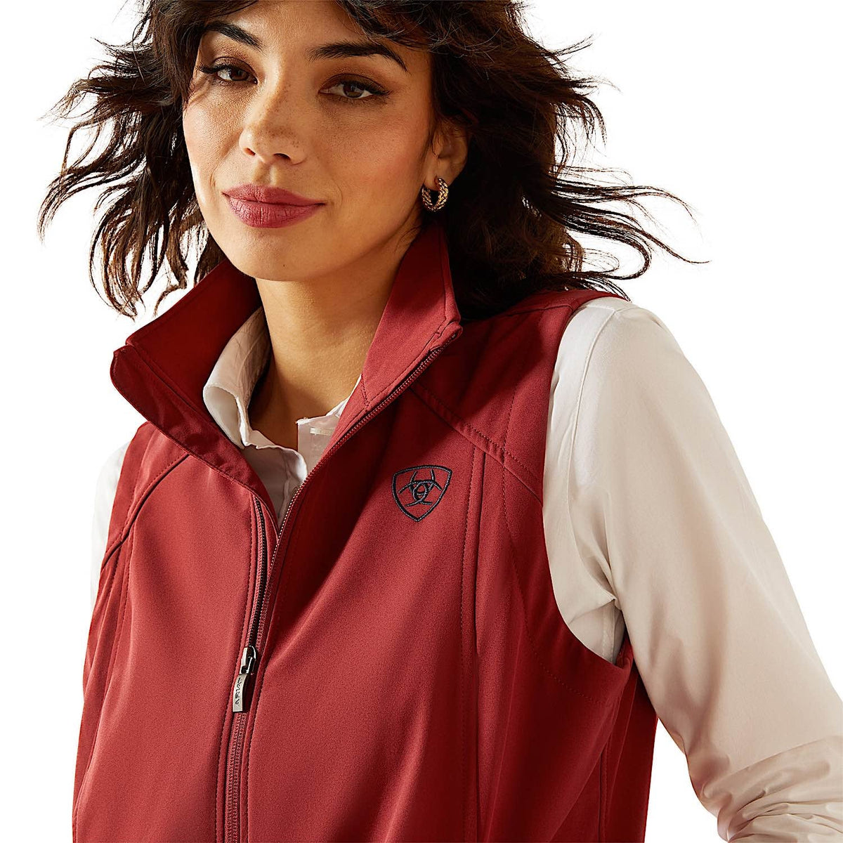 Ariat Womens Logo Softshell Vest - Burnt Russet/Stripe