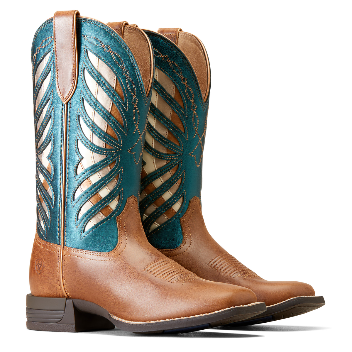 Ariat Women’s Longview Western Boot Buttered Rum/Metallic Sea