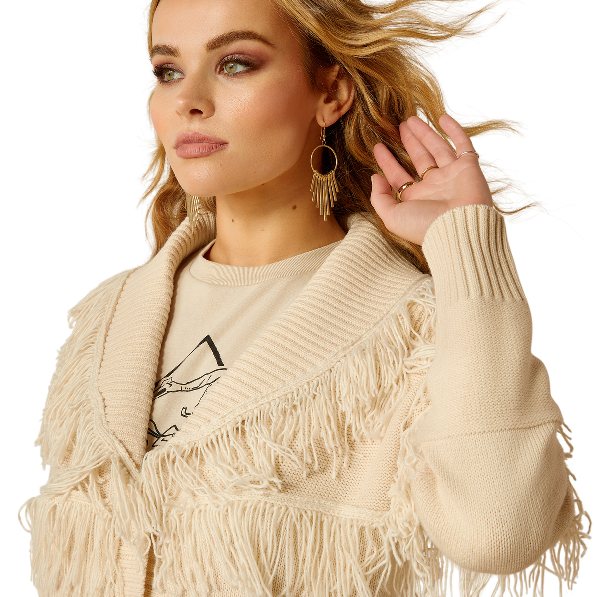 Ariat Women’s Luz Fringe Sweater - Summer Sand - Ariat Womens Tops