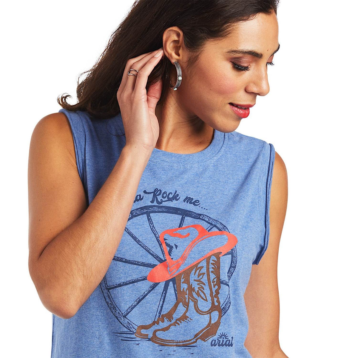 Ariat Womens Mama Sleeveless Tee Reykjavik Blue - Ariat Womens Tops