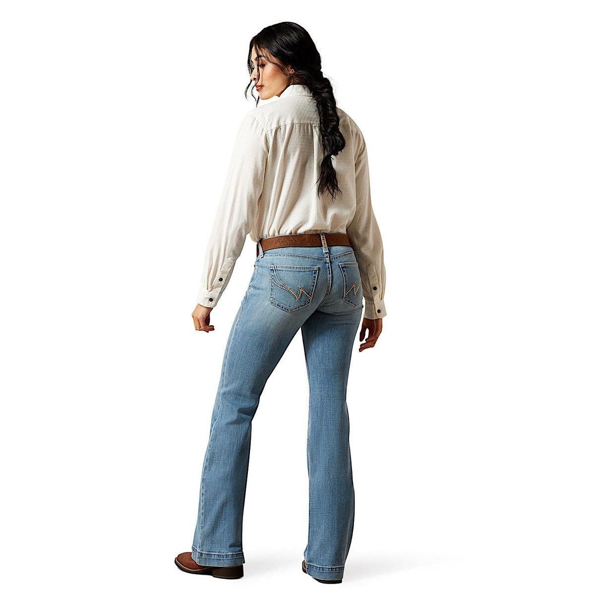 Ariat Womens Mid Rise Giovana Wide Leg Slim Trouser Jeans - Petaluma