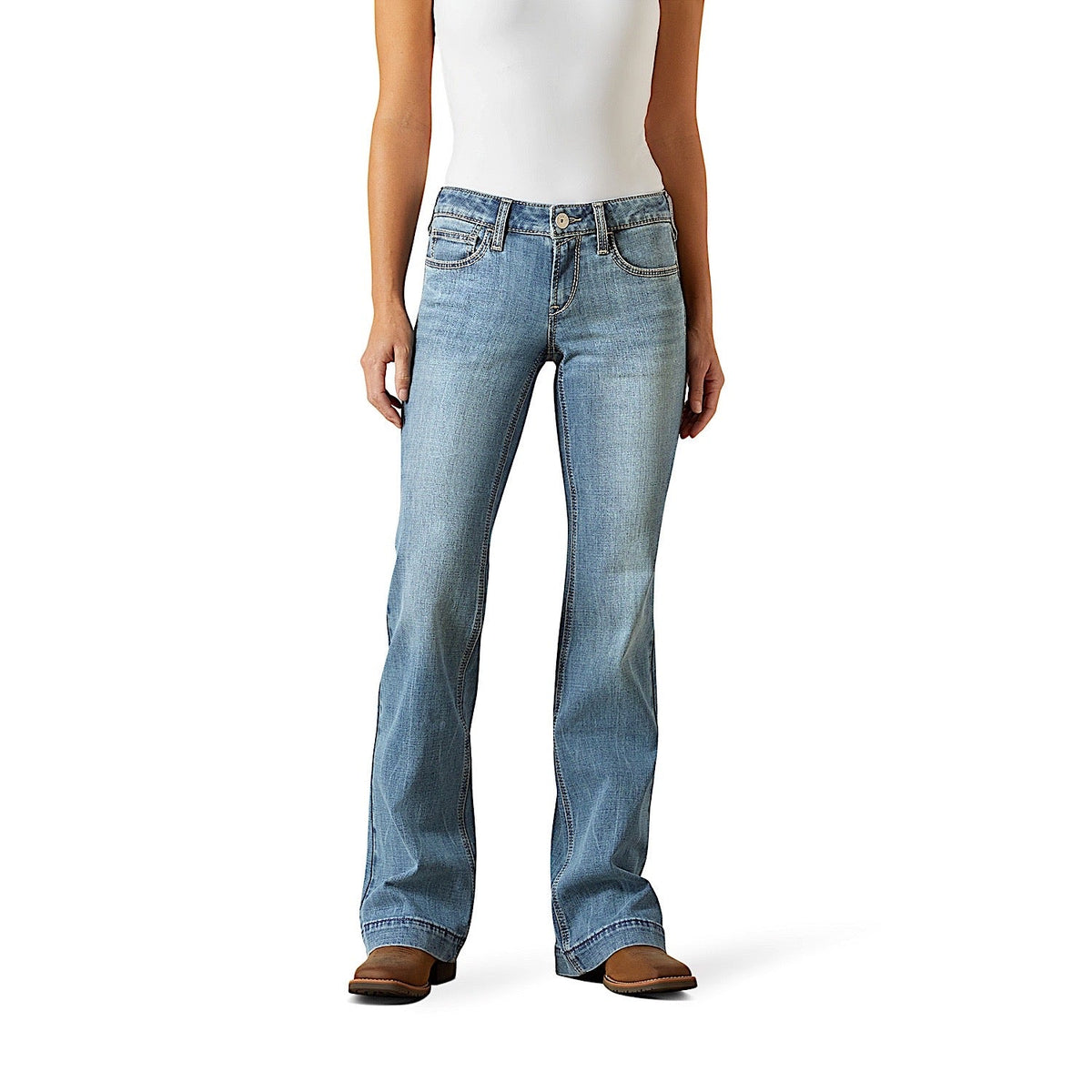 Ariat Womens Mid Rise Giovana Wide Leg Slim Trouser Jeans - Petaluma