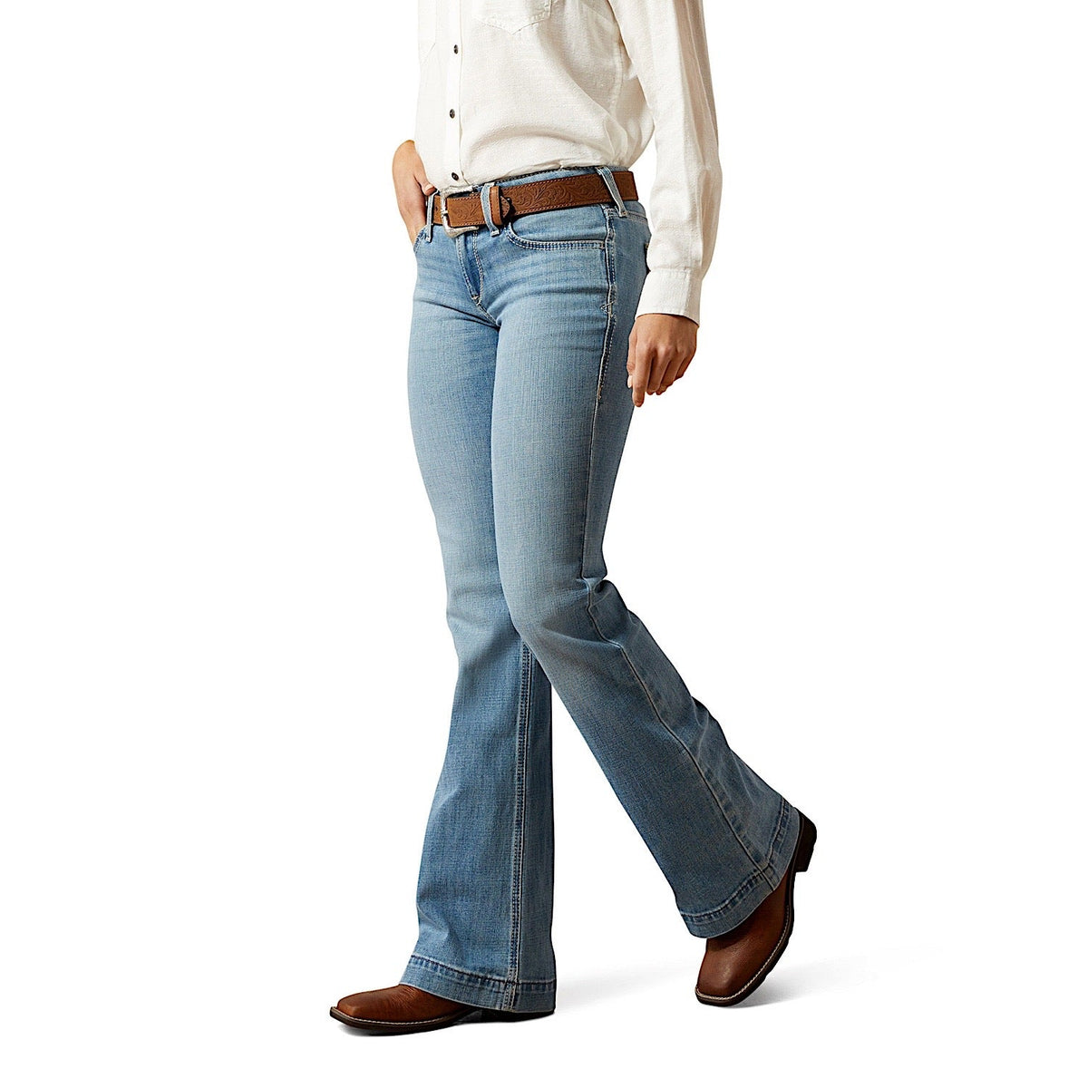 Ariat Womens Mid Rise Giovana Wide Leg Slim Trouser Jeans - Petaluma