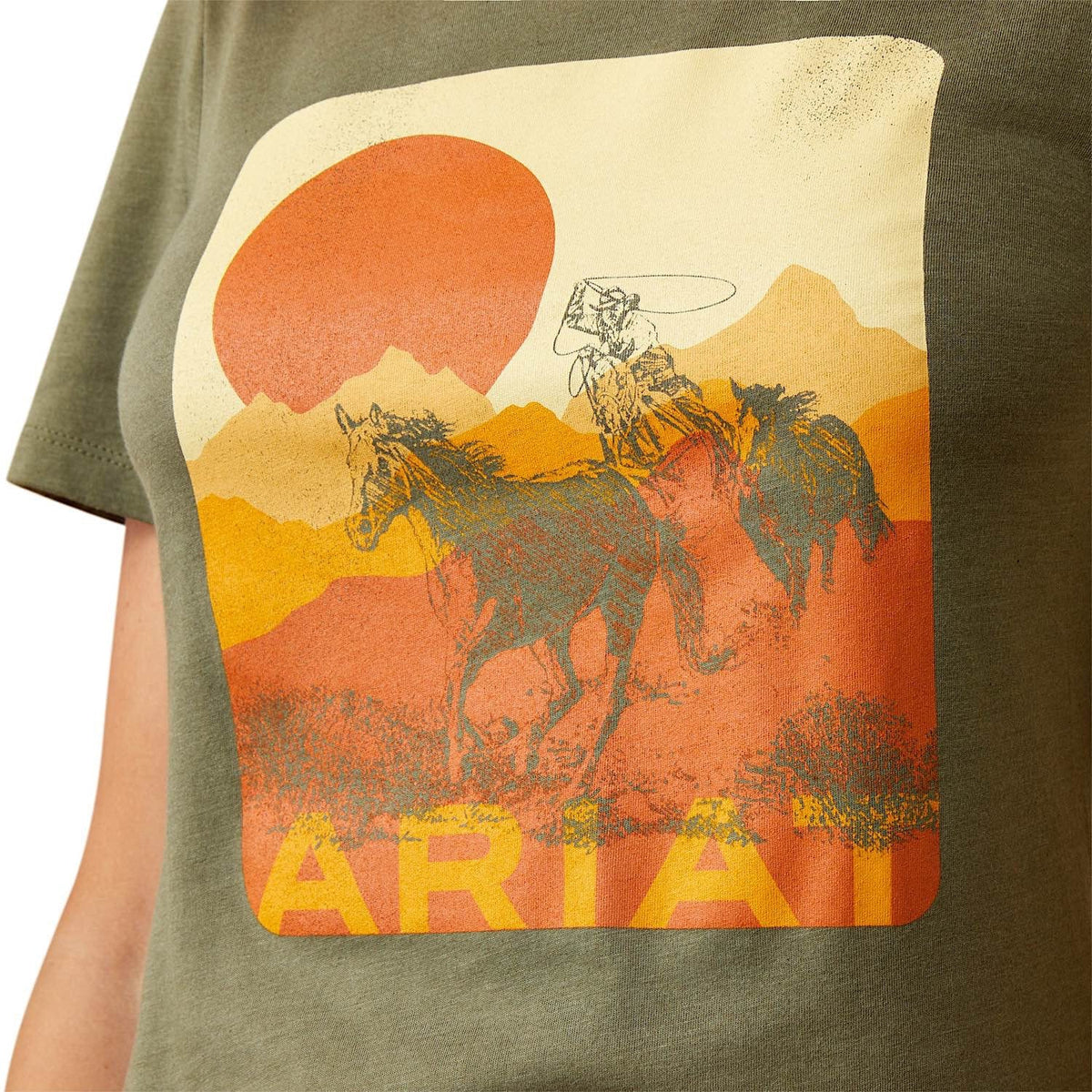 Ariat Womens Mustang Fever Tee Military Heather - Ariat Womens Tops