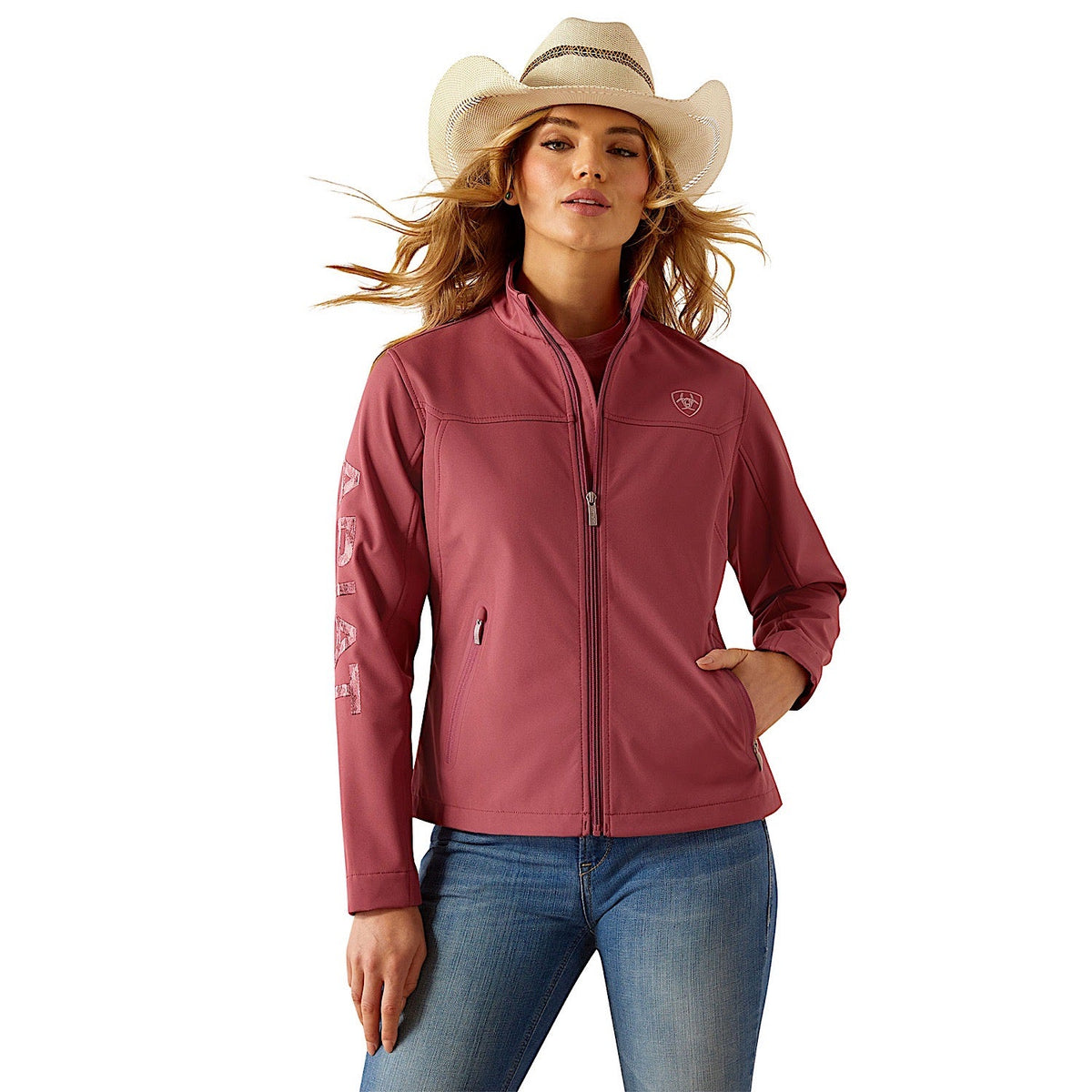 Ariat Womens New Team Softshell Jacket - Dry Rose/Mauve Blur
