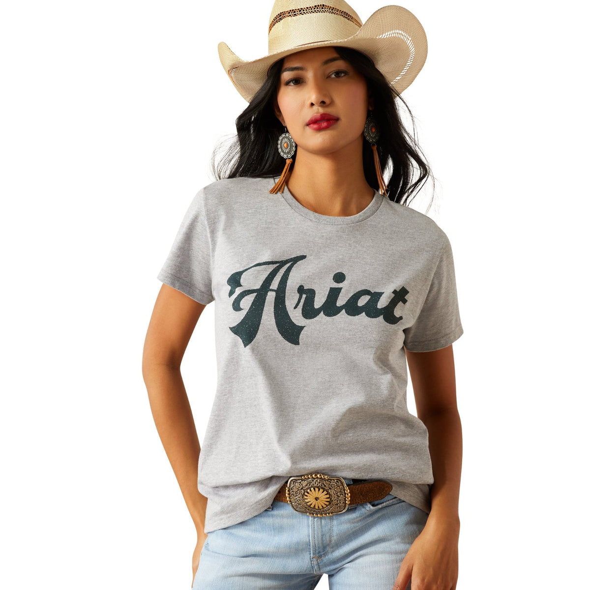 Ariat Women’s Old School Script T-Shirt - Grey Heather - XS - Ariat Womens Tops