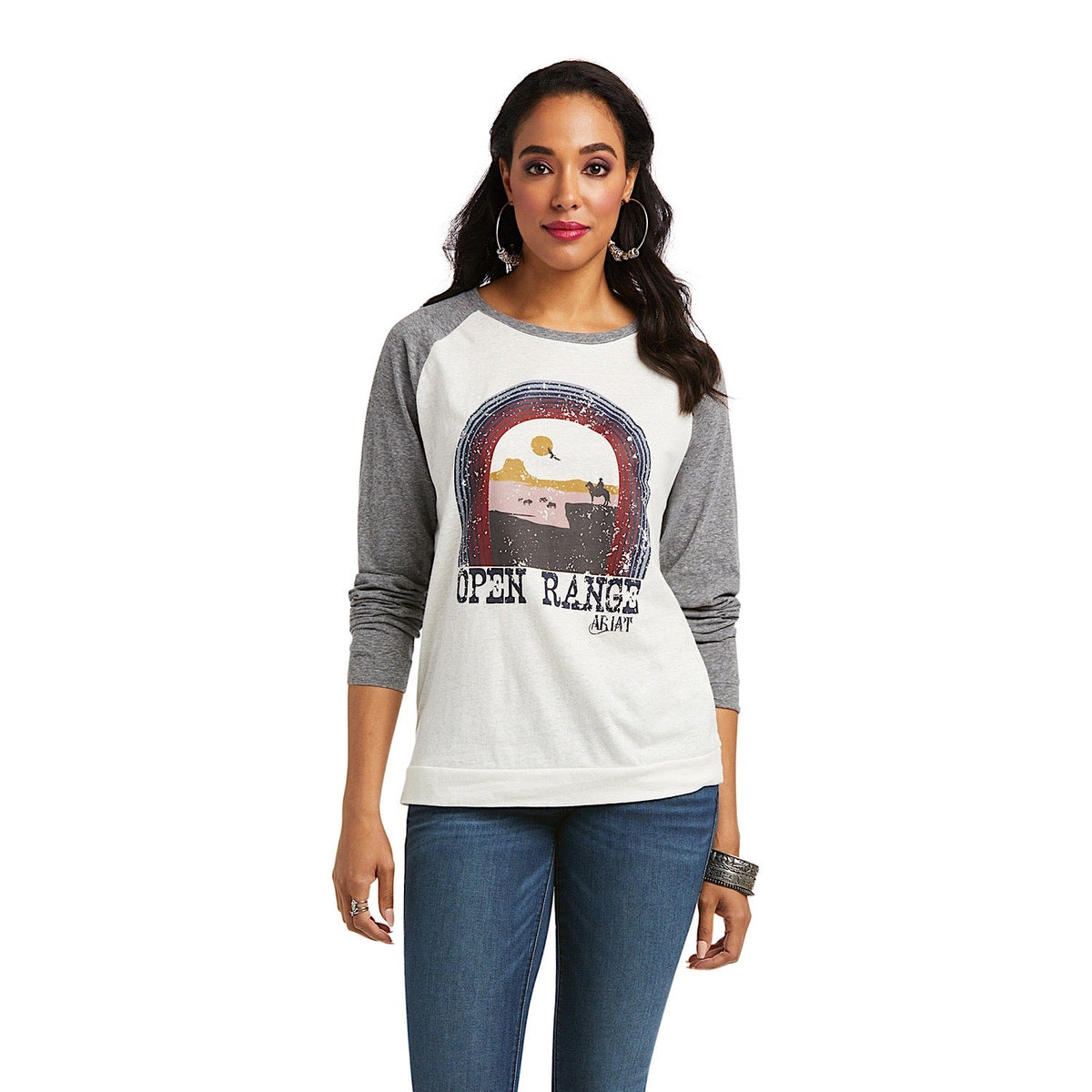 Ariat Womens Open Range Top Sea Salt-XS - XS - Ariat Womens Tops