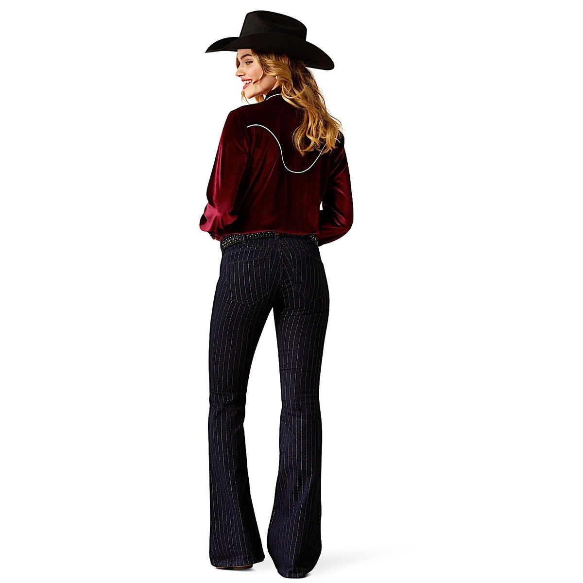 Ariat Women’s Perfect Rise Jasmine Flare Jean - Silver Stripe Rinse