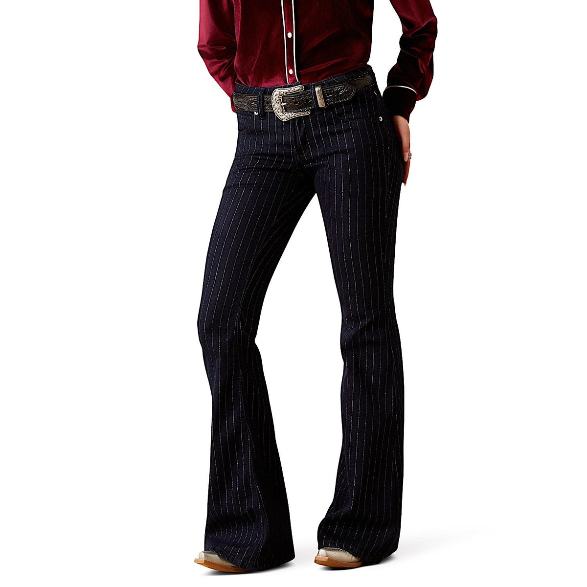 Ariat Women’s Perfect Rise Jasmine Flare Jean - Silver Stripe Rinse