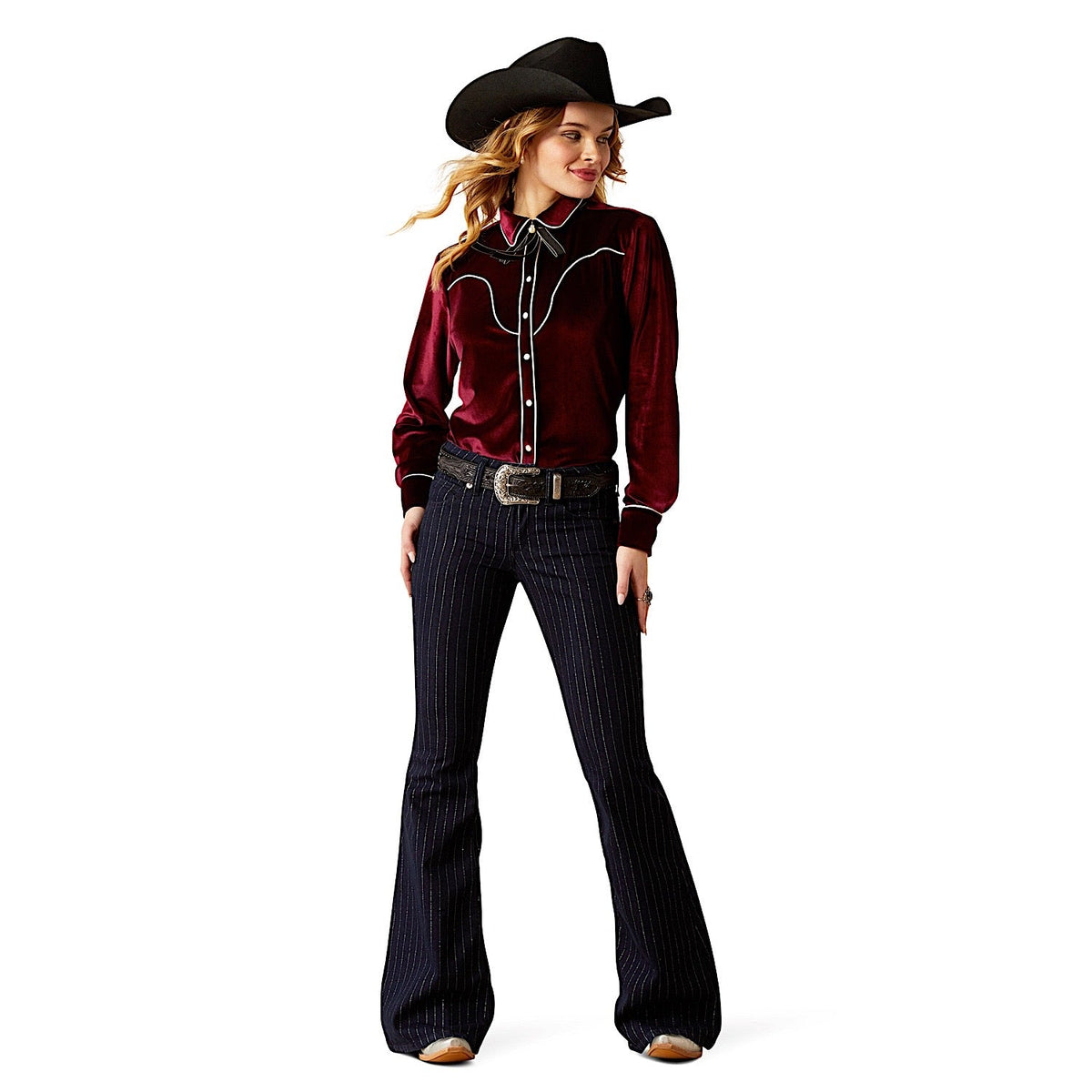 Ariat Women’s Perfect Rise Jasmine Flare Jean - Silver Stripe Rinse
