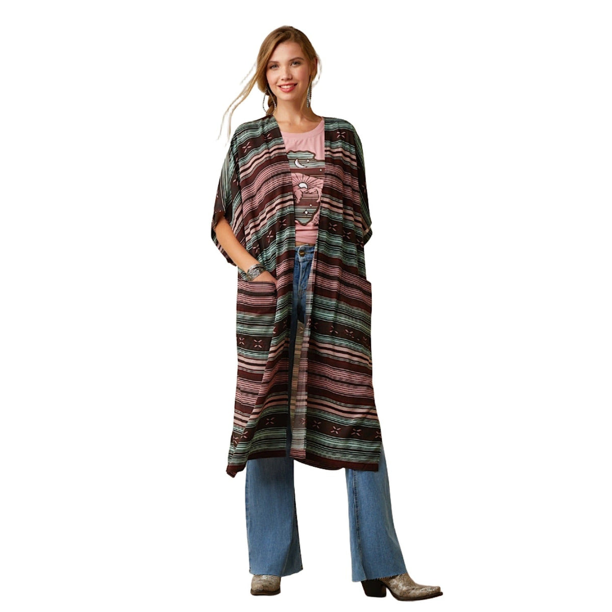 Ariat Womens Picture Perfect Duster Southwest Serape Stripe - XS - S - Ariat Womens Jackets & Vests