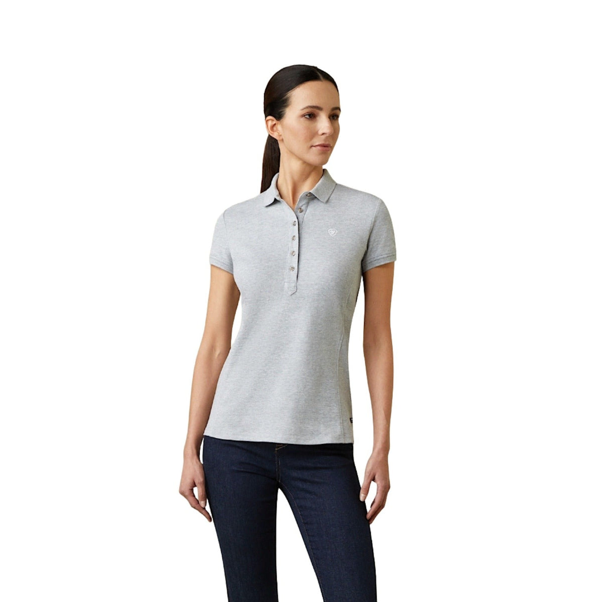 Ariat Womens Prix 2.0 Polo Heather Grey - XS Aus 6 - Ariat Womens Tops