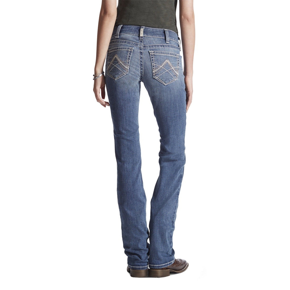 Ariat Women's R.E.A.L. Mid Rise Stretch Entwined Boot Cut Jean, Marine D&B Supply
