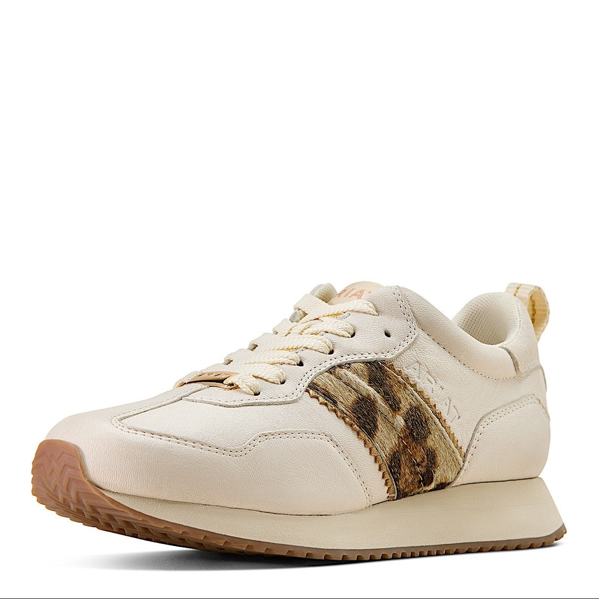 Ariat Womens Ranch Runner Shoe - Bright Cream/Gilded Leopard Hair