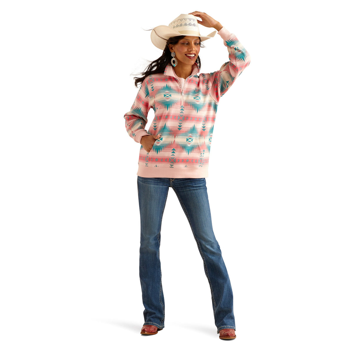Ariat Women’s Ranger 1/2 Zip Sweatshirt - Tiffany Print - Ariat Womens Tops