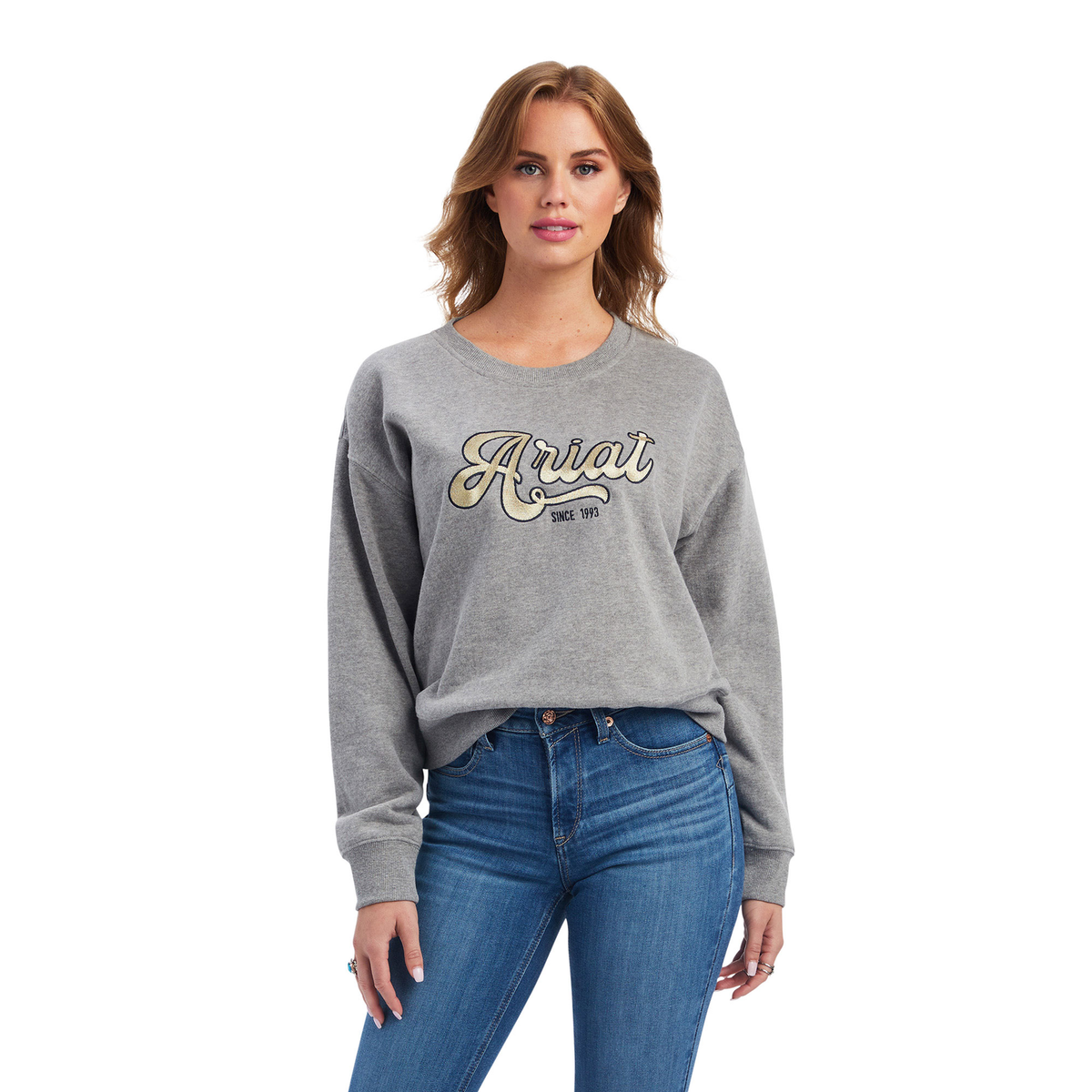 Ariat Women’s REAL Cropped Sweatshirt - Heather Grey