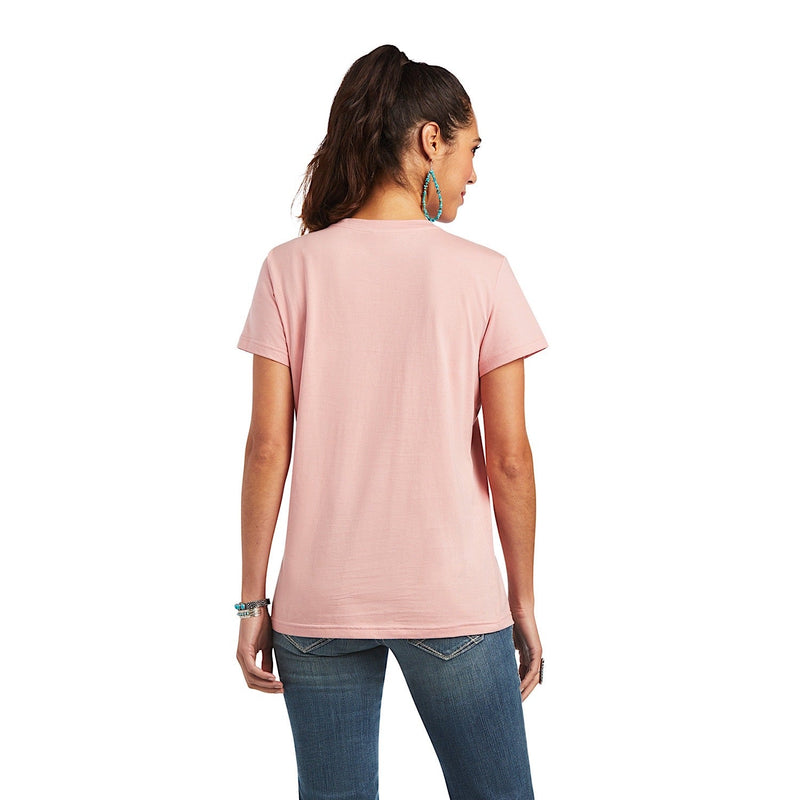 Ariat Womens REAL Fiesta Logo S/S Tee Bridal Rose-XS AUS 6-8 - XS AUS 6-8 - Ariat Womens Tops