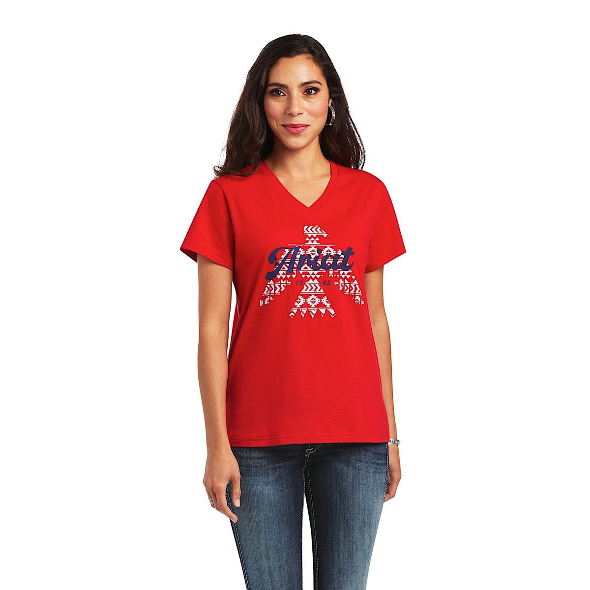 Ariat Womens REAL Firebird S/S Tee Salsa - XS AUS 6 - Ariat Womens Tops