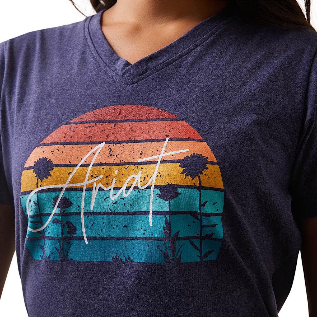Ariat Womens REAL Horizon T-Shirt Navy Heather - Ariat Womens Tops