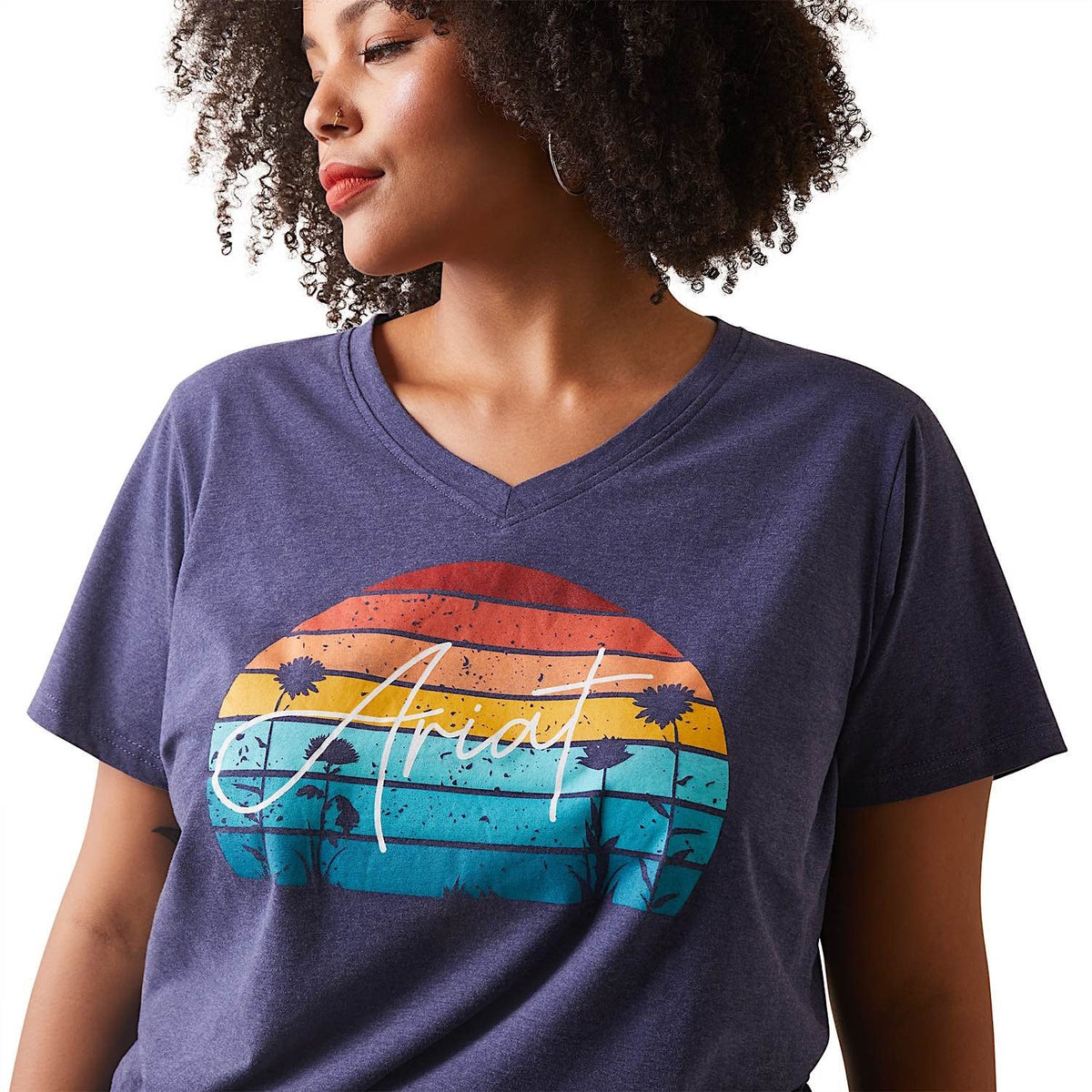 Ariat Womens REAL Horizon T-Shirt Navy Heather - Ariat Womens Tops
