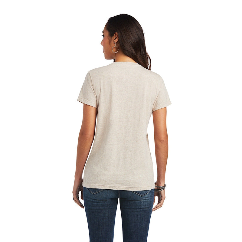 Ariat Womens REAL Moo S/S Tee Wheat Heather-XS AUS 6 - XS AUS 6 - Ariat Womens Tops