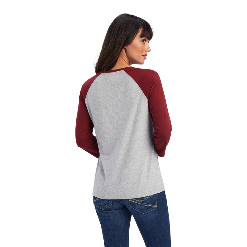 Ariat Womens REAL Sunrise Classic 3/4 Sleeve Shirt - Heather Grey - Ariat Womens Tops