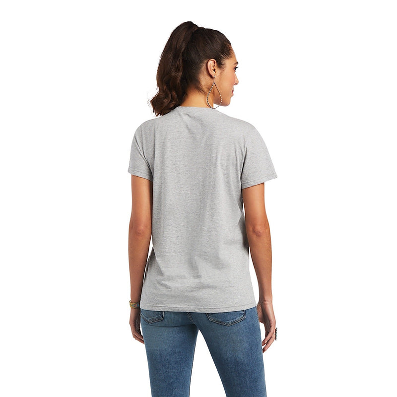 Ariat Womens REAL Tribal Lore S/S Tee Heather Grey - XS AUS 6 - Ariat Womens Tops