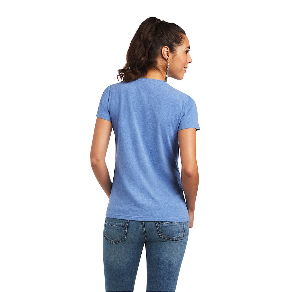 Ariat Womens REAL Tropic Steerhead S/S Tee Reykjavik Blue - XS AUS 6 - Ariat Womens Tops