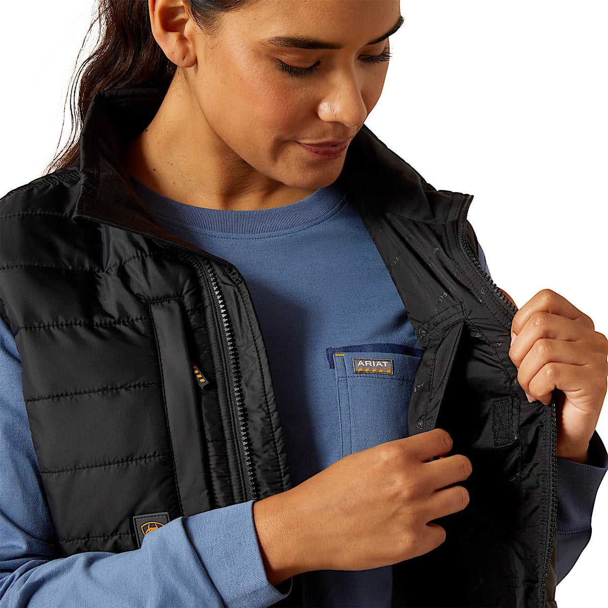 Ariat Womens Rebar Condura Ripstop Lightweight Insulated Vest - Black