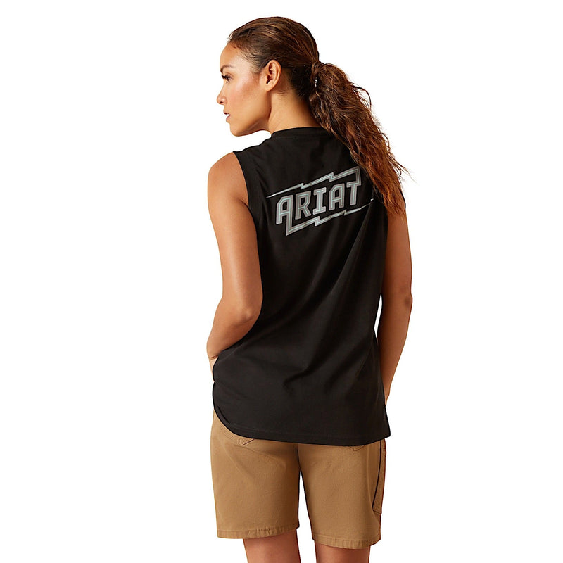 Ariat Womens Rebar Cotton Strong Bolt Sleeveless Tank - Black