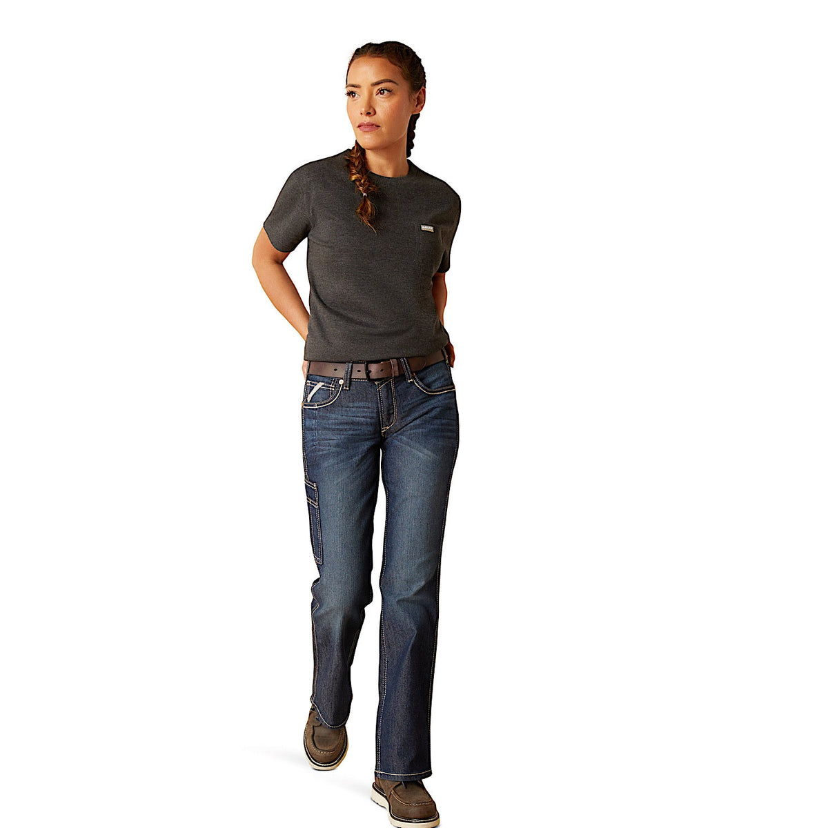 Ariat Women’s Rebar Cotton Strong HQ T-Shirt - Charcoal Heather - Ariat Womens Tops