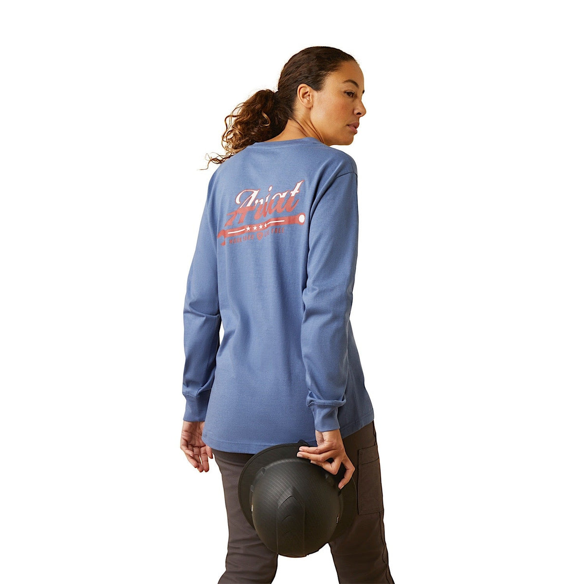 Ariat Womens Rebar Cotton Strong Work Hard L/S Tee Bijou Blue - Ariat Womens Tops