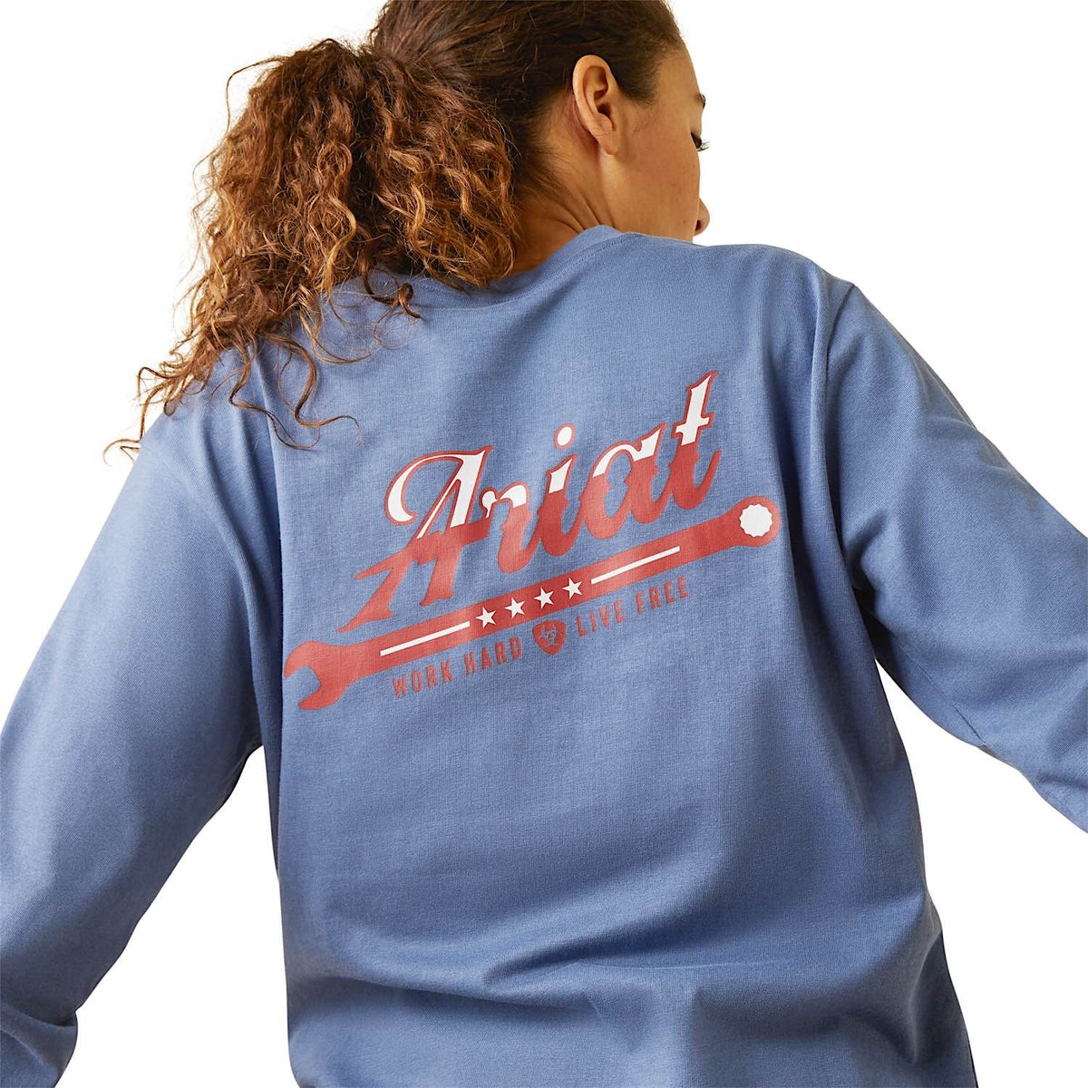 Ariat Womens Rebar Cotton Strong Work Hard L/S Tee Bijou Blue - Ariat Womens Tops