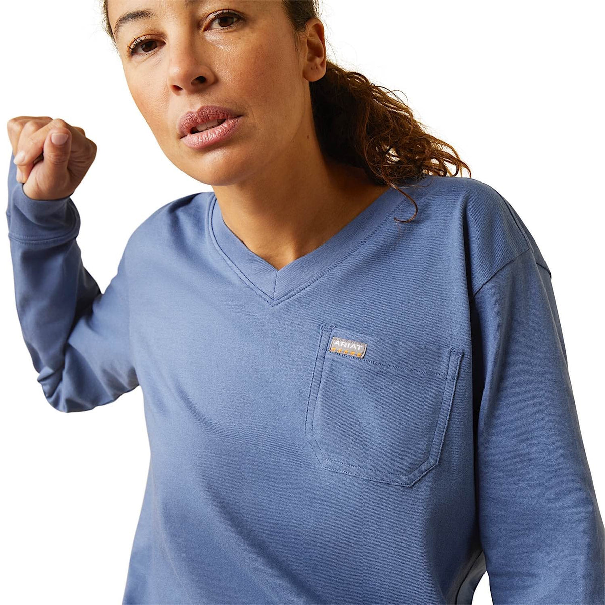 Ariat Womens Rebar Cotton Strong Work Hard L/S Tee Bijou Blue - Ariat Womens Tops