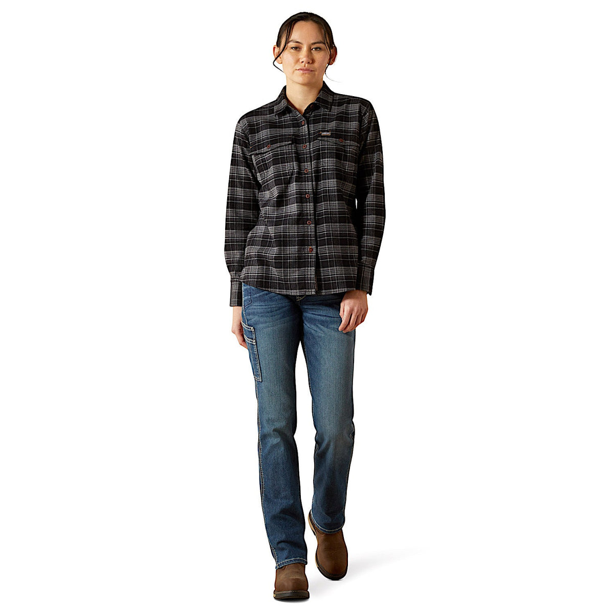 Ariat Womens Rebar Durastretch Flannel Workshirt - Black