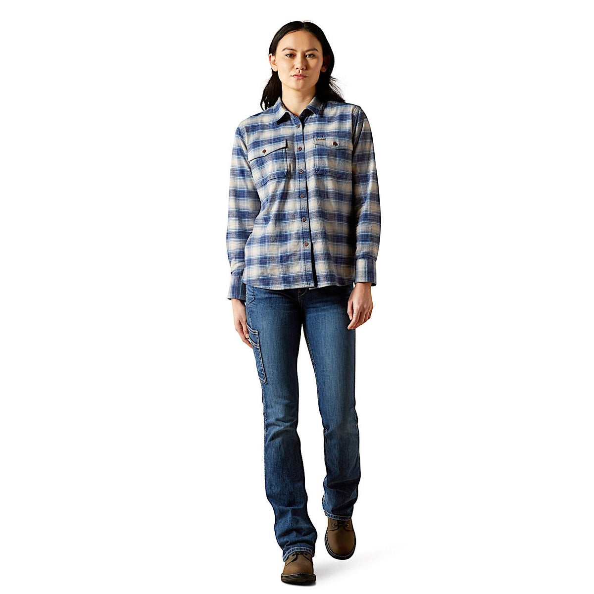 Ariat Womens Rebar Durastretch Flannel Workshirt - Navy