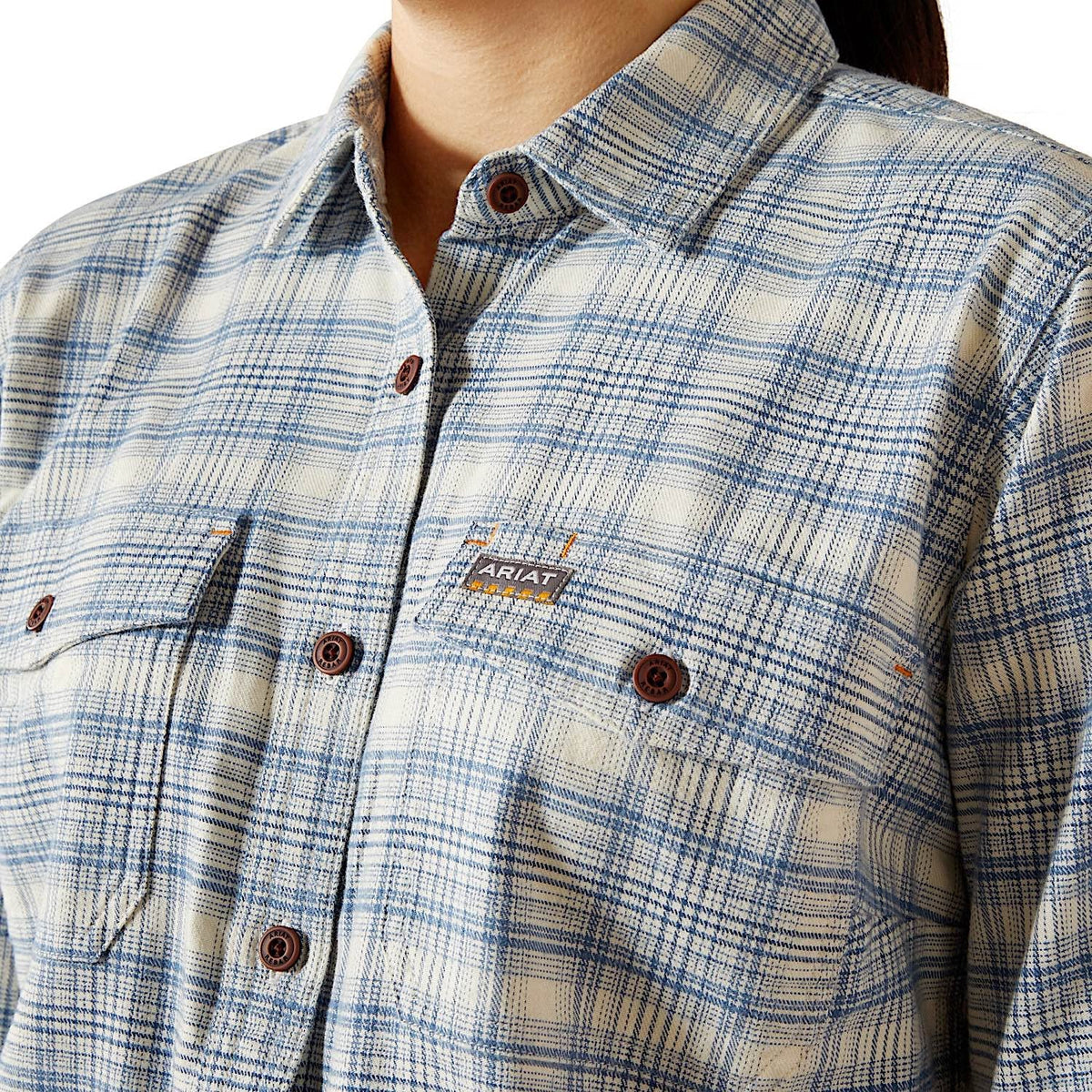 Ariat Womens Rebar Durastretch Flannel Workshirt - Vanilla Ice