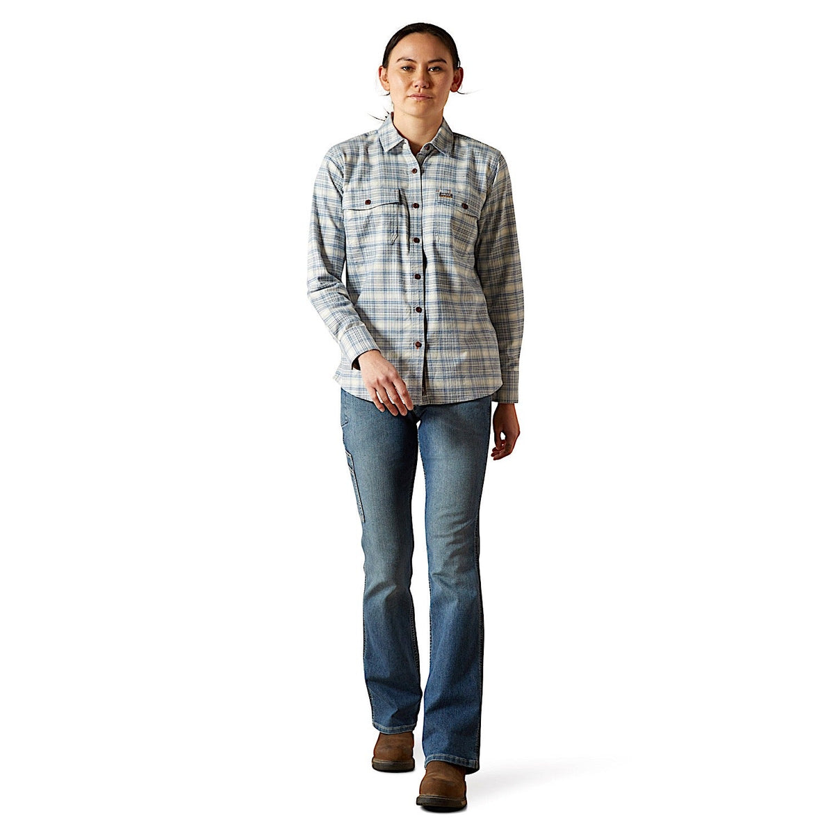 Ariat Womens Rebar Durastretch Flannel Workshirt - Vanilla Ice