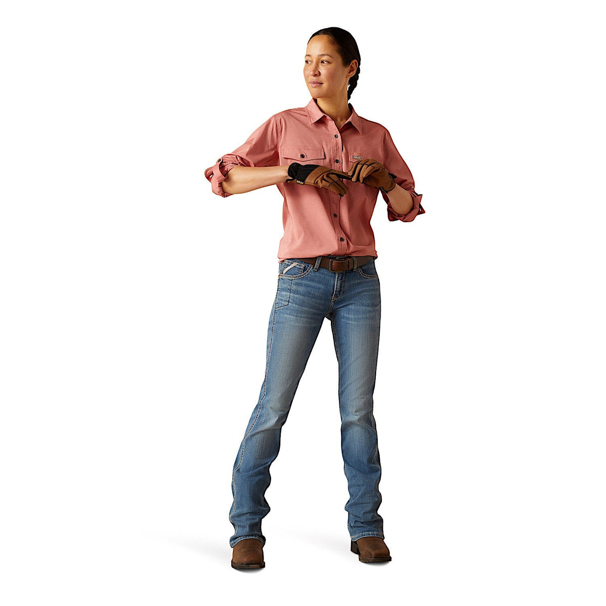 Ariat Womens Rebar Made Tough Venttek Durastretch Work Shirt - Jester Red Heather