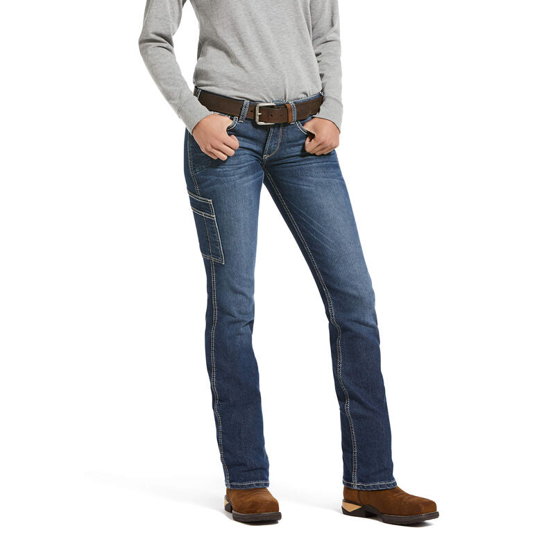Ariat Women’s Rebar Mid Rise Durastretch Riveter Straight Leg Jean - Night Ride