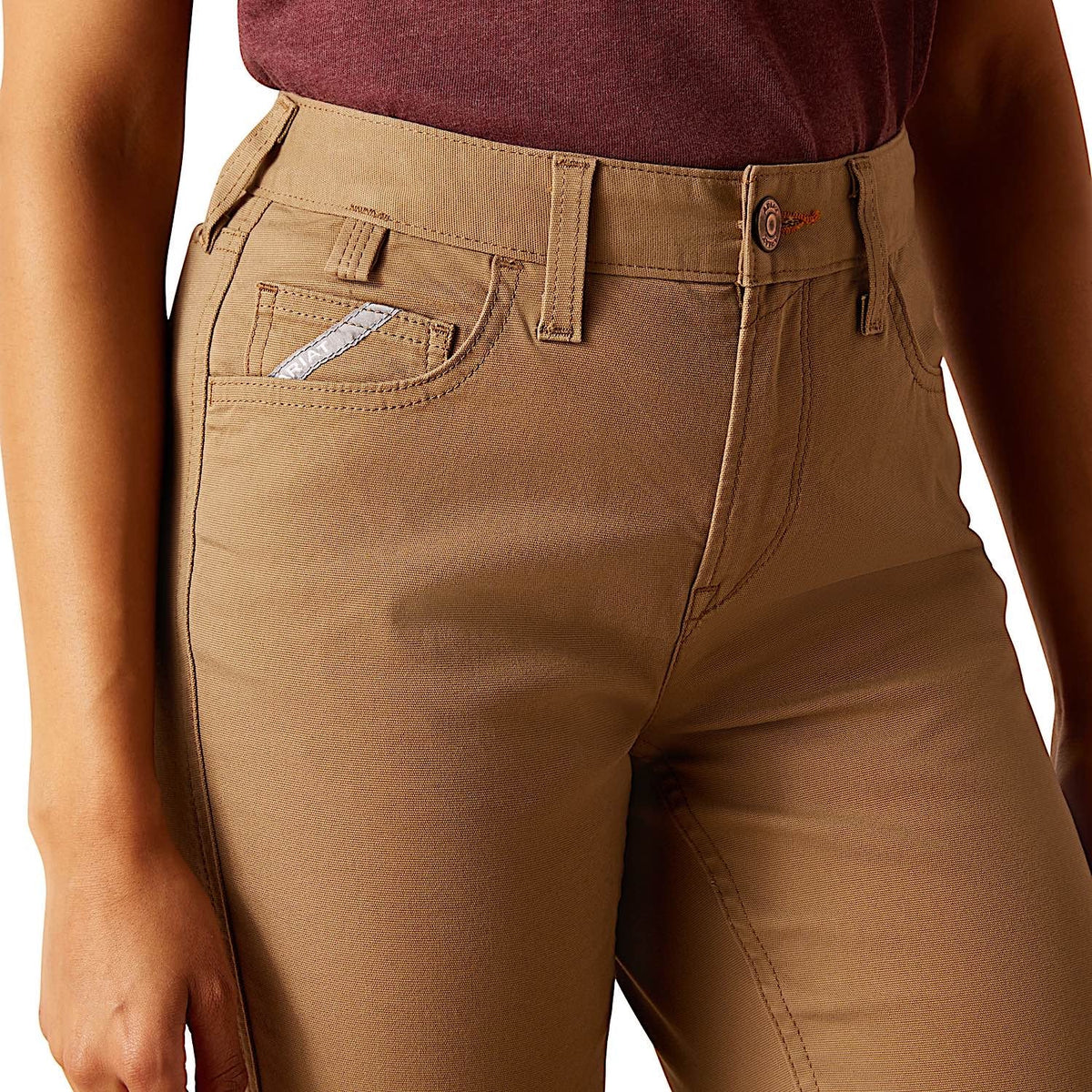 Ariat Womens Rebar Perfect Rise Made Tough Straight Leg Pants - Field Khaki