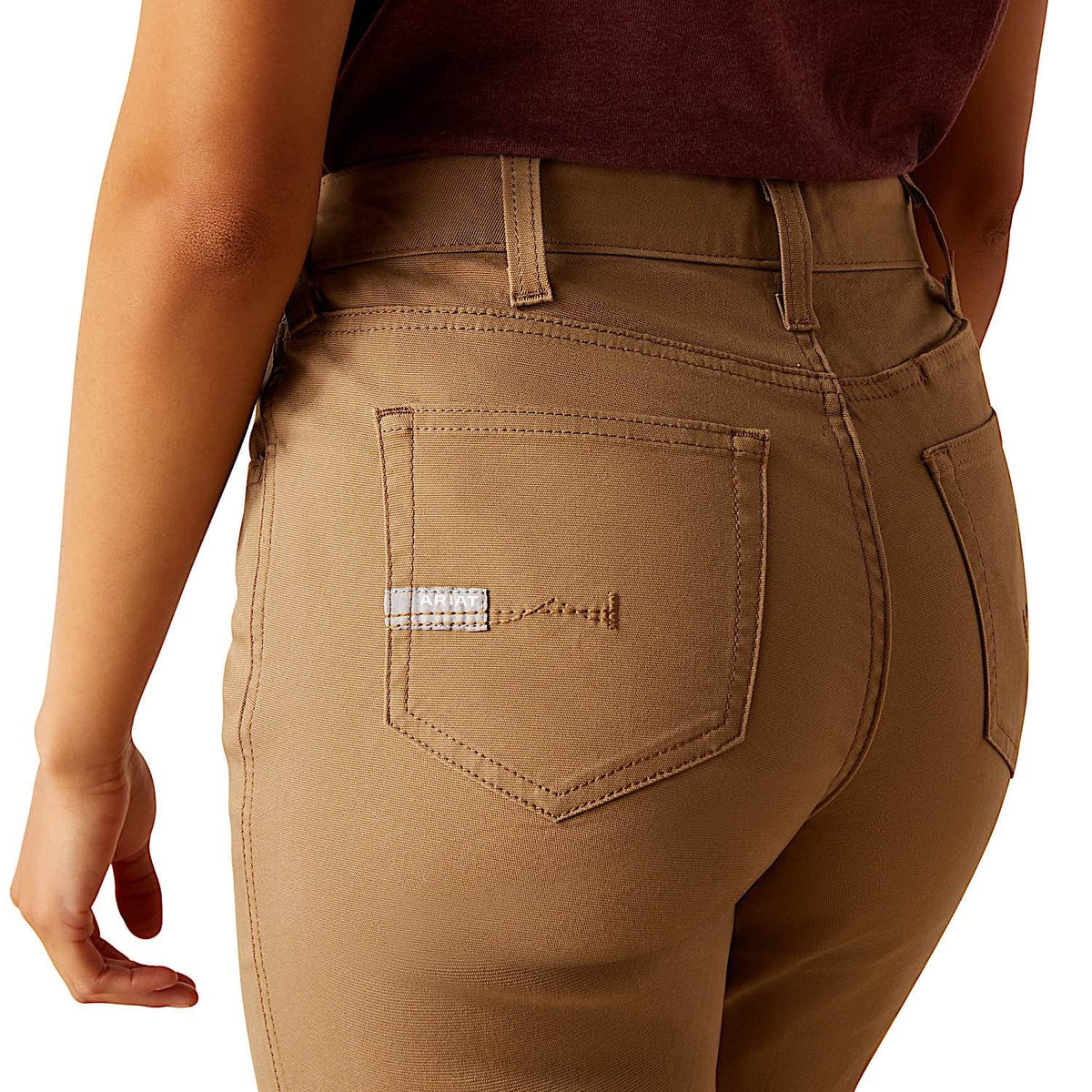 Ariat Womens Rebar Perfect Rise Made Tough Straight Leg Pants - Field Khaki