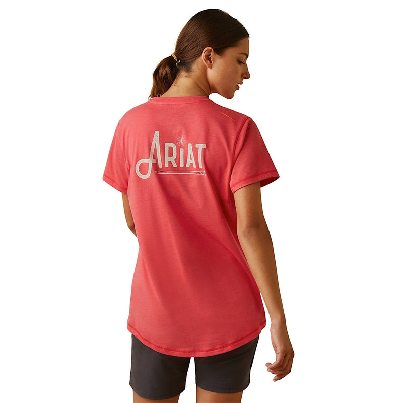 Ariat Womens Rebar Workman Graphic Ariat Logo S/S T-Shirt Teaberry - Ariat Womens Tops