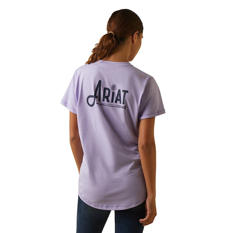 Ariat Women’s Rebar Workman Graphic Ariat Logo T-Shirt Lavender - Ariat Womens Tops
