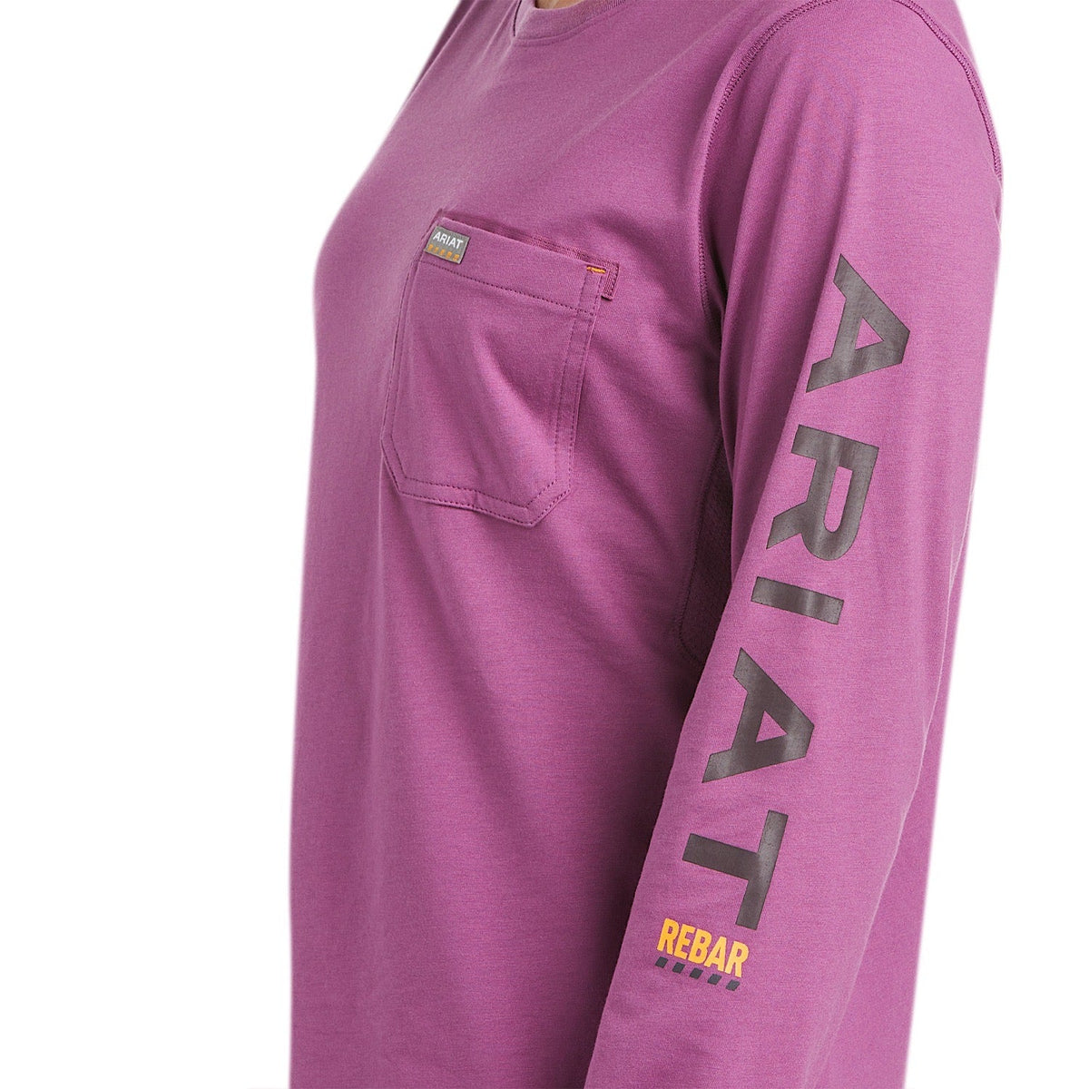 Ariat Womens Rebar Workman Logo LS T-Shirt Amethyst Blue/Purple Potion - Ariat Womens Tops