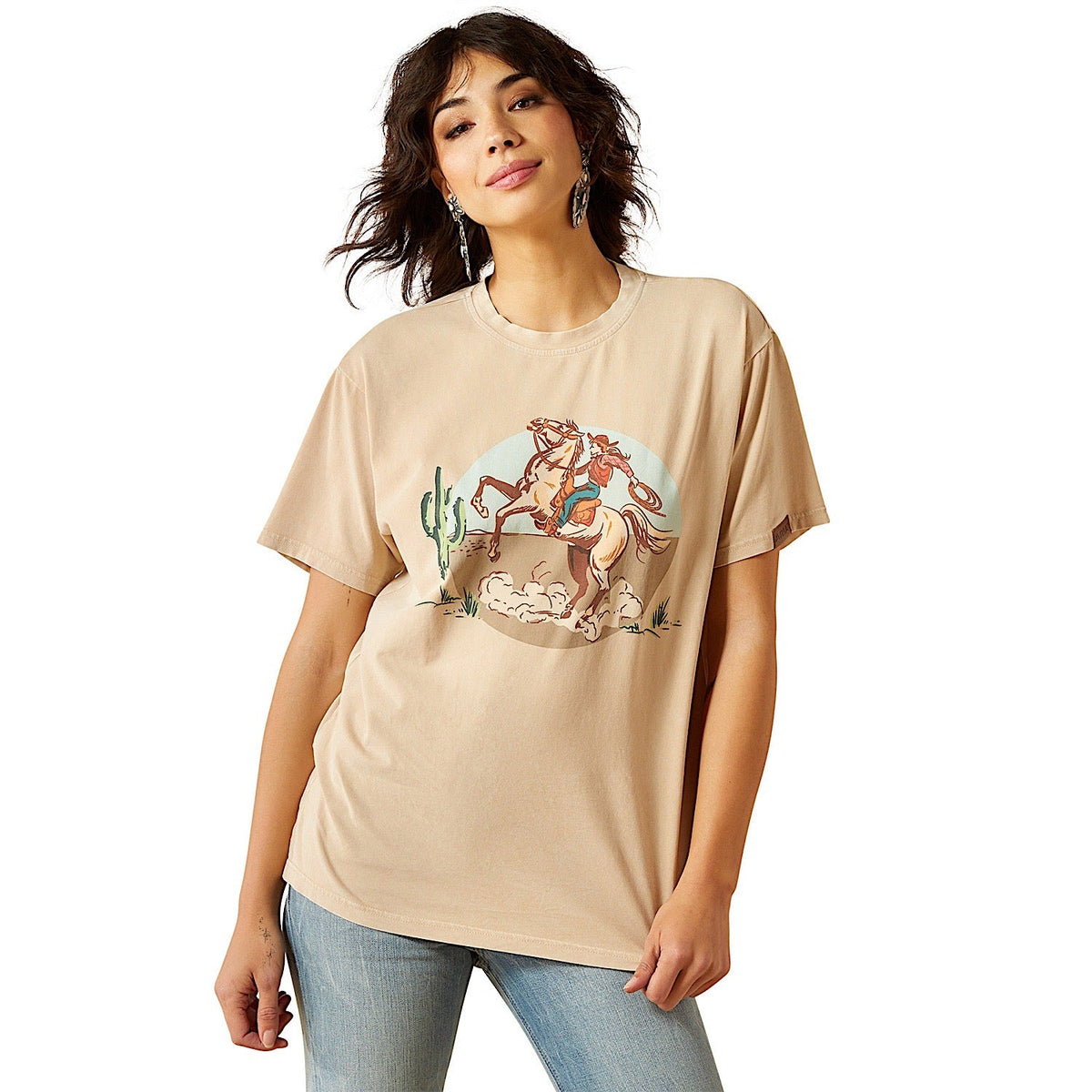 Ariat Womens Ride On T-Shirt - Oyster Gray Mineral Wash
