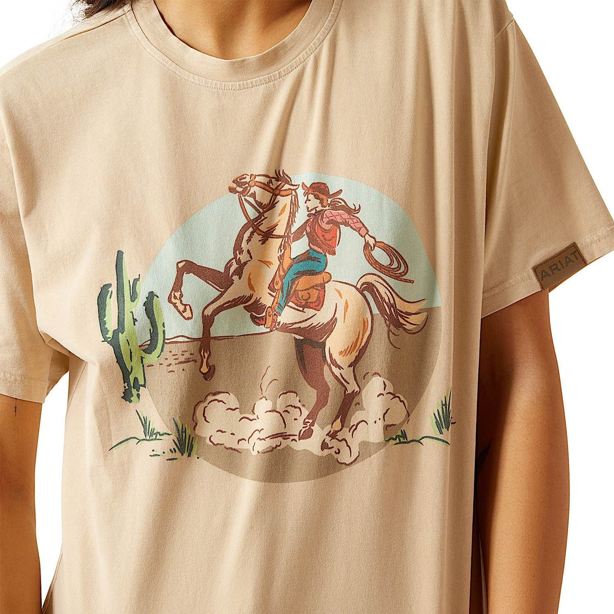Ariat Womens Ride On T-Shirt - Oyster Gray Mineral Wash